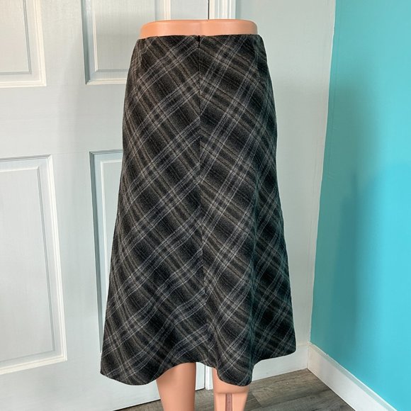 Isda & Co. wool blend plaid midi a-line skirt (size 10) - Picture 4 of 11